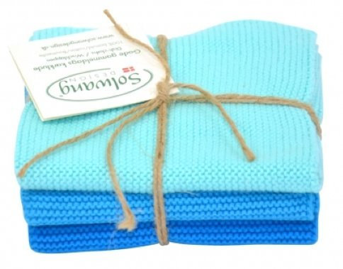 Solwang Putzlappen Dunkel Aqua Türkis Kombi gestrickt Wischlappen Baumwolle Wischtücher Edelstahl