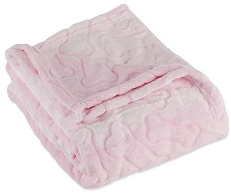 Bone Dry Embossed Bone Print Pet Blanket, Pink, 36x48
