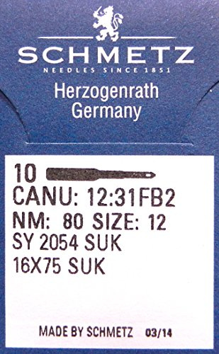 Schmetz SY 2054 SUK Overlock Sewing Machine Needles for Singer, Size 80/12 (Pack of 10)