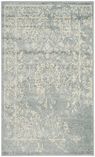 Safavieh Alfombra Angustiadas Sala de Estar, Comedor, Dormitorio - Adirondack Collection, Pelo Corto, Pizarra y Marfil, 91 X 152 cm