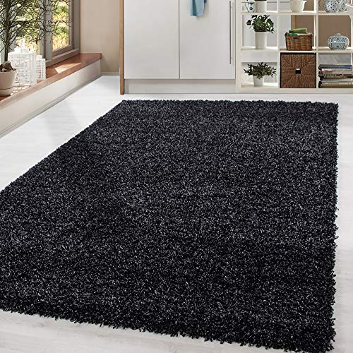 HomebyHome Shaggy Teppich Läufer Flur 80 x 150 cm - Shaggy Teppich Hochflor Anthrazit Extra Weich und Flauschig - Bettvorleger Teppiche für Schlafzimmer - Waschbarer Küchenläufer - Carpet, Halı