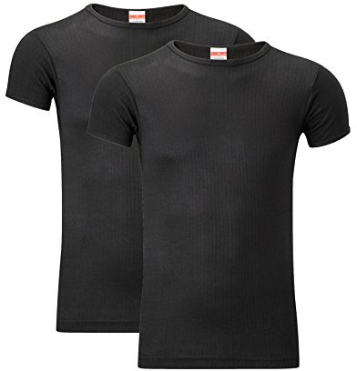 Heatwave® Pack of 2 Men's Thermal T Shirt, Warm Underwear Baselayer Thermals, Medium Black