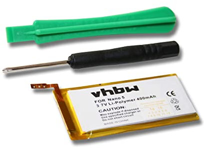 vhbw 1x Akku Ersatz für Apple 616-0406, P11G73-01-S01, 616-0467 für MP3-Player Musik Player (400 mAh, 3,7 V, Li-Polymer)