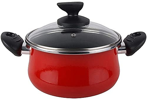 MAGEFESA MG036 Praga Olla, Acero esmaltado vitrificado, Inducción y lavavajillas, Rojo, 20 cm