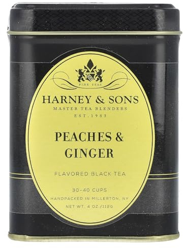 Black Tea, Peaches & Ginger, 4 oz (112 g), Harney & Sons