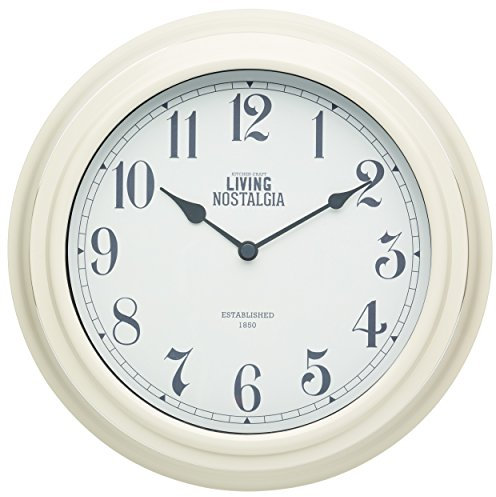 KitchenCraft Living Nostalgia Analogue Wall Clock, Classic Vintage Style Station Clock, Silent Tick, 25.5 cm (10 inch) - Antique Cream