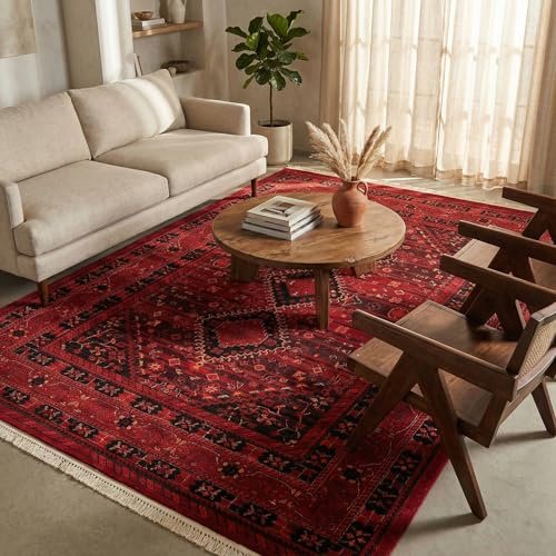 Unique Loom Tekke Collection Area Rug - Sheibani (6' 1 x 9' Rectangle, Red/ Black)