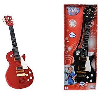Simba 106837110 - My Music World Rockgitarre, 2-Fach Sortiert, es Wird nur EIN Artikel geliefert, Metallsaiten, Gurt, 56cm, ab 4 Jahre