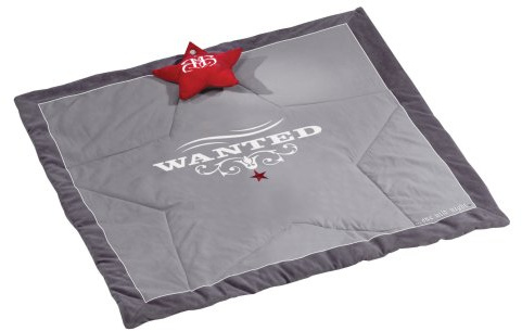 roba Baumann Manta de juegos roba, diseño 'Rock Star Baby 1', alfombra de juego acolchada para bebé / apropiada para parques de 100x100cm, 100% algodón, incluye elementos de juegos para bebés