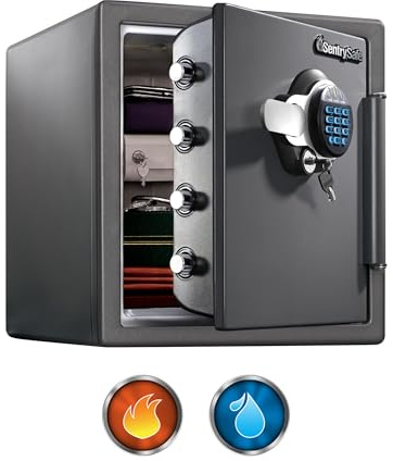 SentrySafe Waterproof and Fireproof Alloy Steel Digital Safe Box for Home with Code Button Keypad, 1.23 Cubic Feet, 17.8 x 16.3 x 19.3 Inches (exterior), SFW123GDC