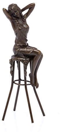 Scultura in bronzo Donna Erotica Su Sgabello figura scultura in bronzo Scultura