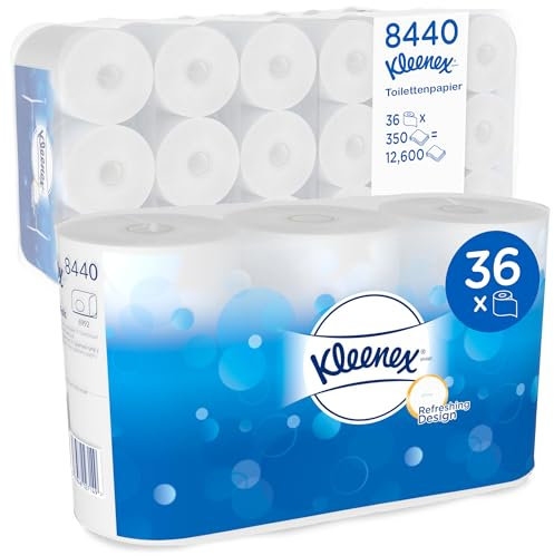 Kleenex Toilet Tissue Rollen - Standard/Weiß / 6 Beutel x 6 Kleinrollen x 350 Blätter, 1er Pack (1 x 6 Stück)