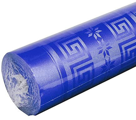 Pro Nappe - Réf R485019I - Nappe jetable en papier damassé en rouleau de 50 M de long X 1,18 M de large - Papier damassé au motif universel chic et classique - 166 couverts - Couleur bleu marine