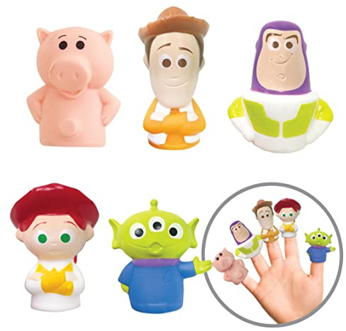 Toy Story 5 Piece Finger Puppet Set - Educational Play, Party Favors, Bath and Pool Toys, Beach Fun, Playtime Activities