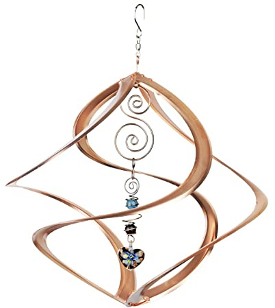 Red Carpet Studios 31042 Cosmix Wind Spinner Double Helix, Copper W/Heart Crystal, 14 Inch