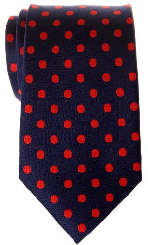 Retreez Corbata de microfibra con lunares de para hombres Azul marino y Rojo