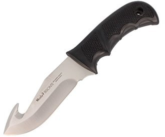 ELECTROPOLIS Cuchillo de Caza Muela Bisonte BISONTE-11G, Enterizo, Mango de Goma Negra, Hoja de 11,5 cm, Peso 220 Gramos + Tarjeta Multiusos de Regalo