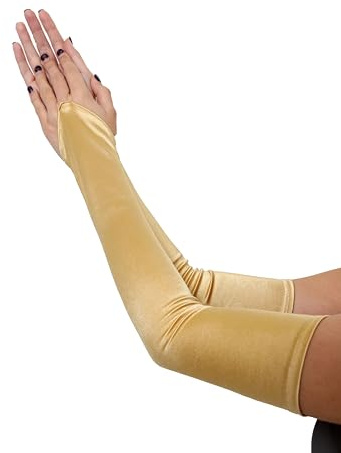 SACASUSA (TM) Fingerless Long Over the Elbow Bridal Satin Gloves with 20 colors - Gold - One Size