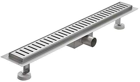 Canalina di scarico doccia in acciaio inox con griglia a righe 120 cm mod. Stripe