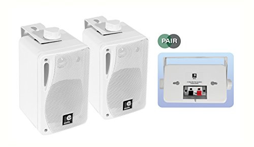 E-Audio 3-Inch 3 Way Mini Speakers - White