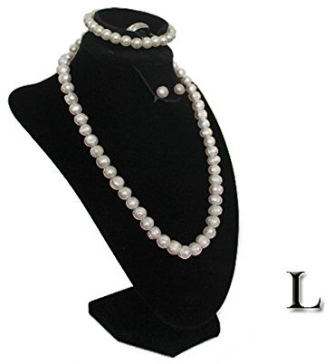 Yudu Schmuckbüste Dekobüste für Schmuckset Ohrring Ohrstecker Armband Ketten Ring (Samt schwarz, H31cm)