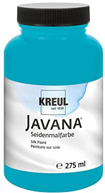 KREUL 8113-275 - Javana Seidenmalfarbe 275 ml, türkis, hochpigmentierte und brillante Farbe auf Wasserbasis, mit fließend flüssigem Charakter, dringt tief in die Fasern ein