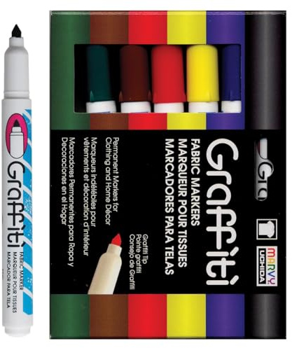 Uchida Graffiti Fabric Markers 6/Pkg-Primary, Other, Multicoloured, 3.65 x 16.09 x 12.16 cm