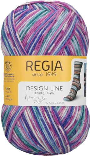 REGIA 4-fädig Design Line by ARNE & CARLOS 9801270-03653 star night Handstrickgarn, Sockengarn, 100g Knäuel