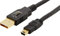Amazon Basics Cable USB-A a Mini USB 2.0, Velocidad de Transferencia de 480 Mbps con enchufes chapados en Oro, 1.8 m, Negro