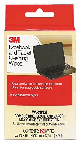 3M CL630 Notebook Screen Cleaning Wet Wipes, Cloth, 7 x 4, White, 24/Pack