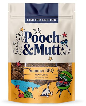 Pooch & Mutt - Grain Free Jerky Treats, Smokin' BBQ Burgers Flavour for Training Reward, Pack of 1x90g