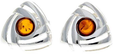 Hermosa 925 plata esterlina y ámbar Báltico funda pendientes SilverAmber GL032