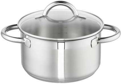 Schulte-Ufer Fleischtopf Loop, 20cm, ca. 3,5 l, mit Glasdeckel, 18/10 Stahl, Silber