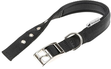 Ferplast Collare Cane Taglia Medio Grande Collare per Cani in Nylon Imbottito Regolabile Fibbia Metallica, Misura Collo 41-49 cm, Nero