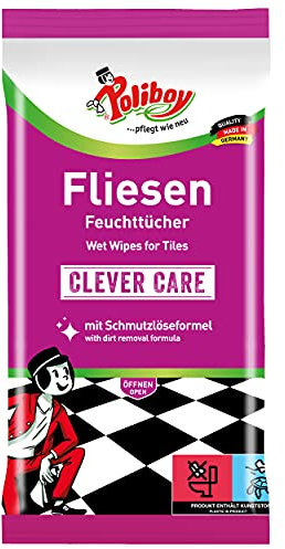 Poliboy - Toallitas húmedas para azulejos, ideal para la limpieza intensiva de azulejos y suelos de piedra, 1 x 15 unidades, fabricadas en Alemania