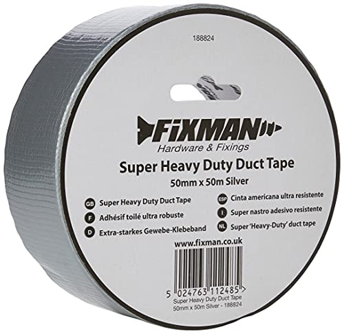 FIXMAN 188824 Extra robustes Gewebe-Klebeband 50 mm x 50 m, silber