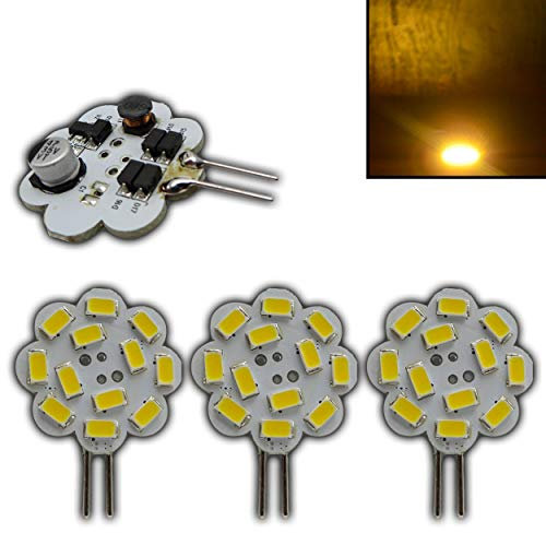 3x G4 LED 3 Watt dimmbar warmweiß 12V AC/DC Wechselspannung dimmbare 120° Stiftsockel Leuchtmittel Lampensockel Halogenersatz
