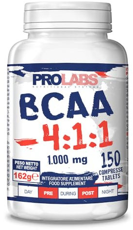 Prolabs BCAA 4:1:1-150 compresse da 1000 mg - 100% aminoacidi ramificati (Leucina, Isoleucina, Valina) con rapporto 4:1:1 - Supporto, costruzione e ripristino muscolare per sportivi - Vegan