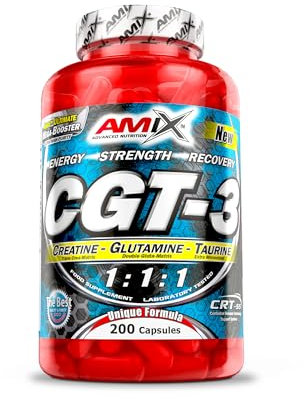 Amix - CGT-3 - Suplemento Alimenticio - Para el Desarrollo de la Recuperación Muscular - Incrementa la Masa Muscular - Nutrición Deportiva - Contiene 200 Cápsulas