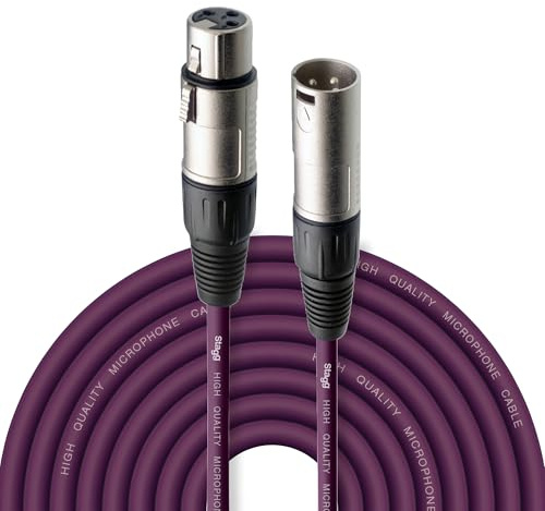 Stagg SMC10 CPP 10m XLR Male to XLR Female Microphone Cable, Purple | 10 metre mic cable, XLR male to XLR female, RoHS compliant — for microphones, PA systems, mixers, recording & live sound