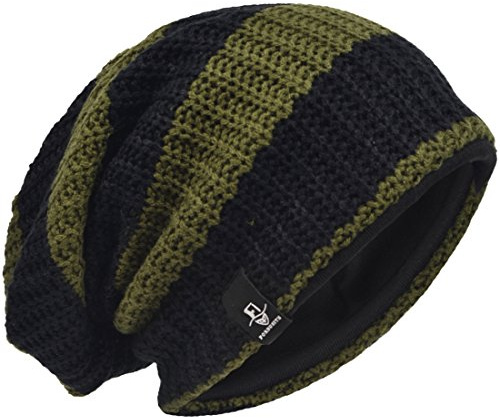 VECRY Men's Slouchy Beanie Knit Crochet Rasta Cap for Summer Winter (Green/Black)
