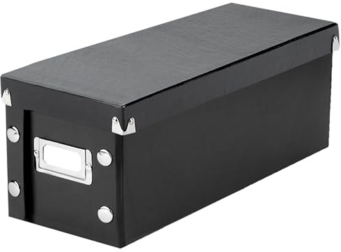 Snap-N-Store CD Storage Box - Pack of 1 - Durable 5.1 x 5.1 x 13.2 Inch Disc Holder with Lid to Store up to 165 Discs - Black