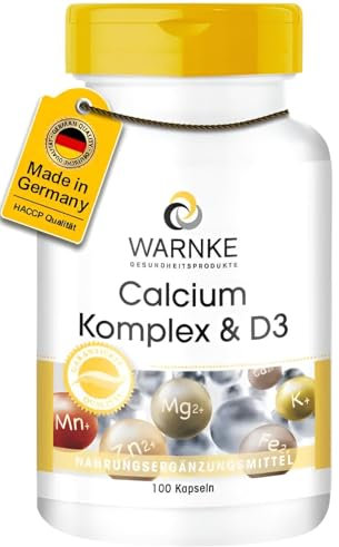 Complesso di calcio con vitamina D3 e magnesio - biodisponibile e puro - 100 capsule | Warnke Vitalstoffe - Qualità da farmacia tedesca