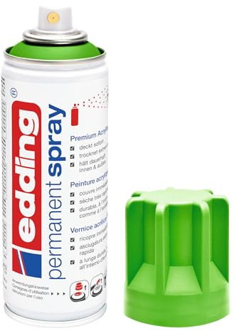 edding 5200 Permanent Spray - gelbgrün matt - 200 ml - Acryllack zum Lackieren und Dekorieren von Glas, Metall, Holz, Keramik, Kunststoff, Leinwand - Lackspray, Acrylspray, Farbspray