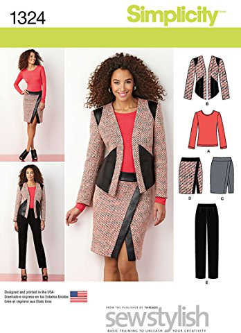 Simplicity Sewing Pattern 1324: Misses' Slim Pant, Mock Wrap Skirt, Jacket & Knit Top, Size U5