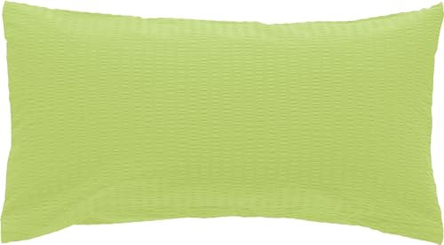 Erwin Müller Kissenbezug, Kissenhülle Seersucker Uni Serie Rosenheim apfelgrün Größe 40x80 cm - pflegeleicht, bügelfrei, mit Reißverschluss