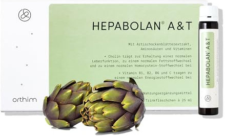 HEPABOLAN A&T - 30 Trinkfläschchen à 25ml - Für eine gesunde Leber - Mit Artischocke, Cholin, Lysin, Taurin, Arginin - Laborgeprüft, in Deutschland produziert