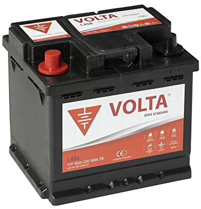 Bateria de Coche Standard 45Ah 360A Volta L450I para Automóvil de turismo - Borne +Izq - Medidas Largo 207 x Ancho 175 x Alto 190 mm con 2 años de Garantía - Fabricación Europea.