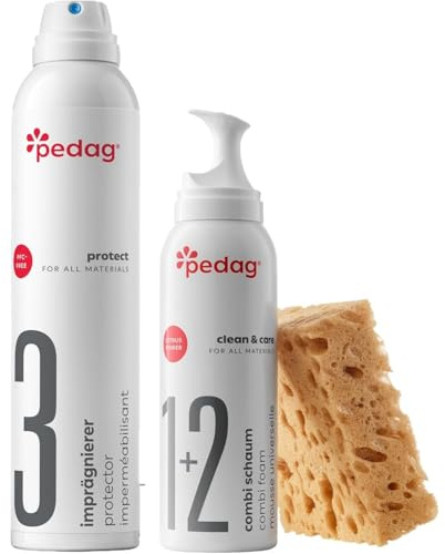 Pedag Leather/Suede/Nubuck/Textile Cleaner and Conditioner with Waterproofing Kit, 250 ml/150 ml, 3 Count