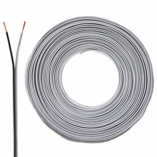 Cable de altavoz 2 x 0,75 mm2 – 50 m – blanco – CCA – Cable de audio – Cable de caja
